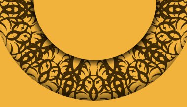 Lüks kahverengi desenli sarı bir pankart ve logonuz için bir yer.