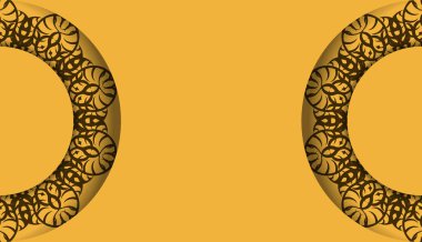 Hint kahverengi desenli sarı pankart ve logonuz için yer