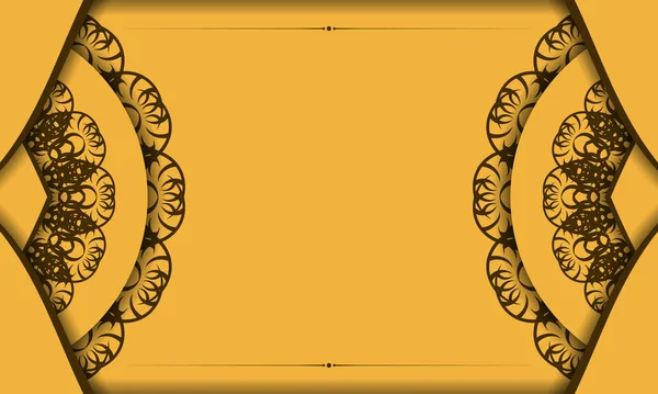 Logo Tasarımı Için Klasik Kahverengi Süslemeli Sarı Pankart — Stok Vektör