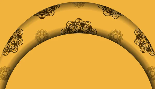 Жовтий Банер Вінтажним Коричневим Візерунком Місцем Вашого Логотипу — стоковий вектор