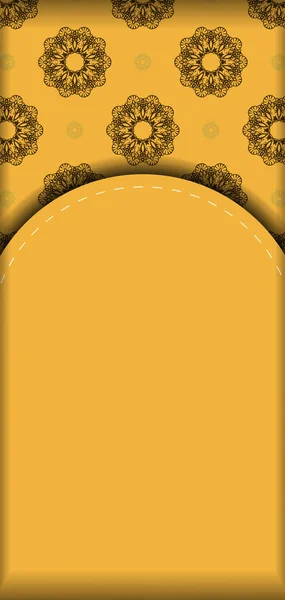 黄色のリーフレットマンダラ茶色の飾りあなたのお祝い — ストックベクタ