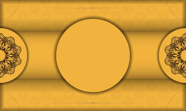 Baner Žluté Barvy Řeckou Hnědou Vzor Pro Design Pod Logem — Stockový vektor