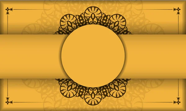 Baner Κίτρινο Χρώμα Ινδικό Καφέ Μοτίβο Για Σχεδιασμό Κάτω Από — Διανυσματικό Αρχείο