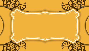 Logo veya metin altında tasarım için klasik kahverengi desenli sarı renk pankartı