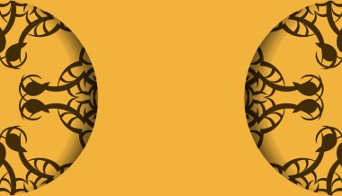 Logo veya metin altında tasarım için Yunanca kahverengi desenli sarı pankart