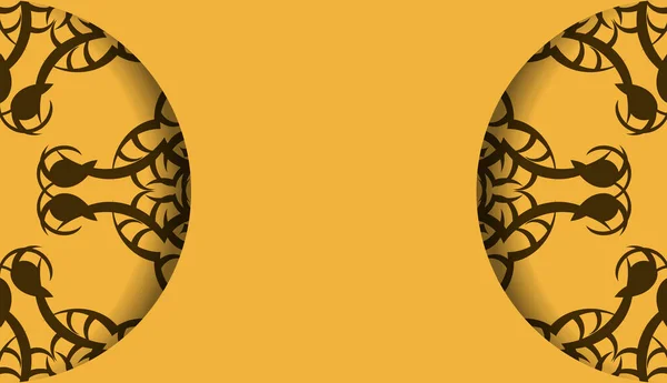 Banner Color Amarillo Con Patrón Marrón Griego Para Diseño Bajo — Archivo Imágenes Vectoriales