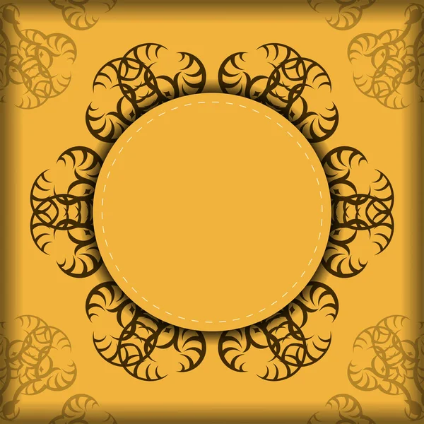 Kartka Okolicznościowa Kolorze Żółtym Luksusowym Brązowym Wzorem Dla Twojego Projektu — Wektor stockowy