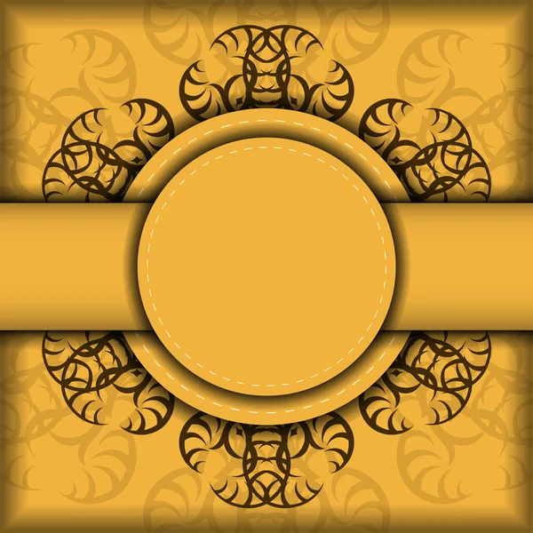 Sarı renkli tebrik kartı, markanız için kahverengi desenli..