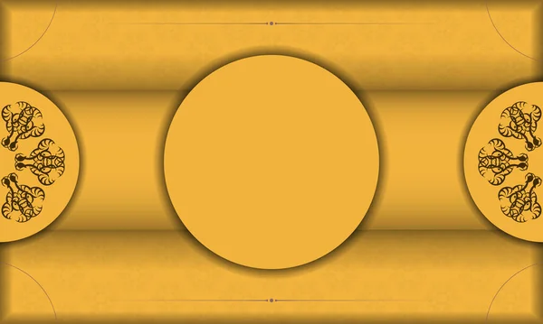 Banner Amarillo Con Patrón Marrón Indio Lugar Para Logotipo Texto — Archivo Imágenes Vectoriales