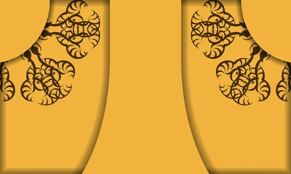 Κίτρινο Banner Ινδικό Καφέ Στολίδι Και Τον Τόπο Για Λογότυπο — Διανυσματικό Αρχείο