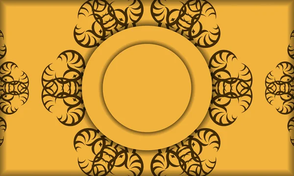 Logo Veya Metin Altında Tasarım Için Klasik Kahverengi Desenli Sarı — Stok Vektör