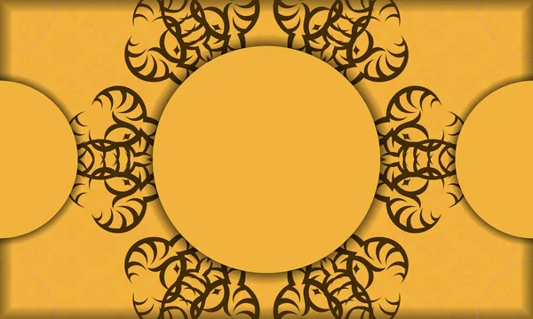 Banner Warna Kuning Dengan Pola Coklat Yunani Untuk Desain Bawah - Stok Vektor