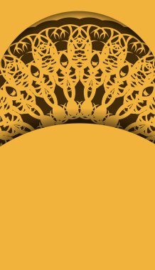 Logonuz veya metniniz altında tasarım için Yunanca kahverengi süslemeli sarı pankart