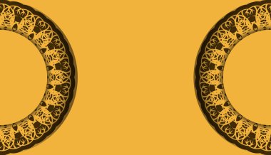 Eski kahverengi süslemeli sarı arkaplan ve metin için boşluk