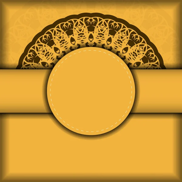 Sarı Renkli Tebrik Kartı Markanız Için Yunan Kahverengi Süslemeler — Stok Vektör