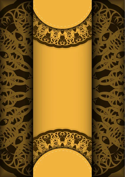 Broszura Powitalna Kolorze Żółtym Luksusowym Brązowym Wzorem Dla Twojego Projektu — Wektor stockowy