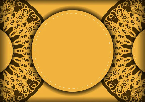 Broszura Gratulacyjna Kolorze Żółtym Brązowym Wzorem Dla Twojej Marki — Wektor stockowy