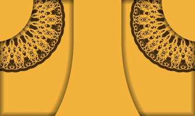 Lüks kahverengi desenli sarı arkaplan ve metin için boşluk