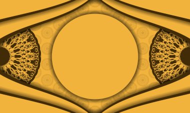 Eski kahverengi süslemeli sarı arkaplan ve metin için boşluk