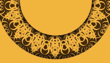 Metin altında tasarım için mandala kahverengi desenli sarı renk arkaplanı