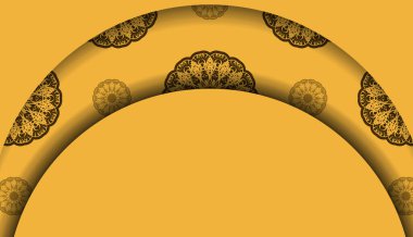 Metin altında tasarım için Yunanca kahverengi desenli sarı arkaplan