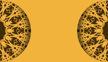 Metin altında tasarım için sarı renkli ve lüks kahverengi süslemeli arkaplan