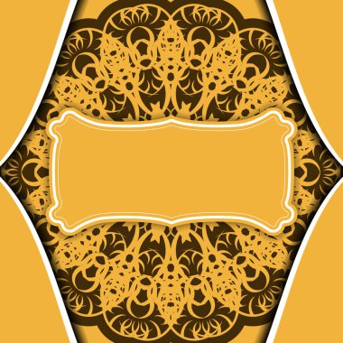 Metin altında tasarım için Yunanca kahverengi süslemeli sarı arkaplan