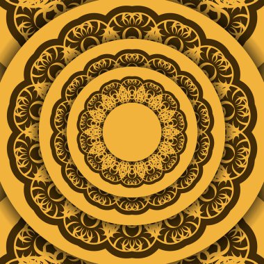 Klasik kahverengi desenli sarı arkaplan ve logo alanı