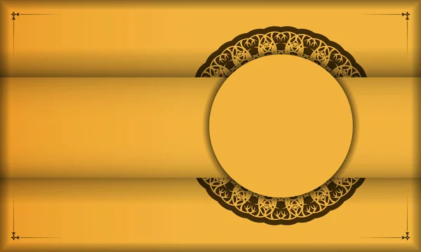 Metnin Altındaki Tasarım Için Hint Kahverengi Desenli Sarı Arkaplan — Stok Vektör