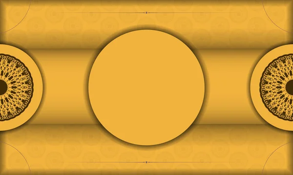 Gelber Hintergrund Mit Luxuriösem Braunem Ornament Für Die Gestaltung Unter — Stockvektor