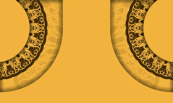 Φόντο Κίτρινο Χρώμα Ινδικό Καφέ Στολίδια Για Σχεδιασμό Σύμφωνα Κείμενό — Διανυσματικό Αρχείο