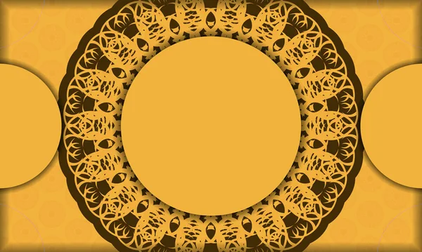 Hint Kahverengi Desenli Sarı Arkaplan Metin Alanı — Stok Vektör