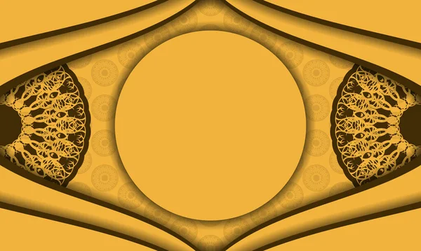 Жовтий Фон Вінтажним Коричневим Орнаментом Простір Тексту — стоковий вектор