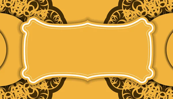 Tło Kolorze Żółtym Abstrakcyjnym Brązowym Wzorem Dla Projektu Pod Tekstem — Wektor stockowy