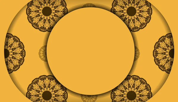 Φόντο Κίτρινο Χρώμα Ινδικό Καφέ Μοτίβο Για Σχεδιασμό Κάτω Από — Διανυσματικό Αρχείο