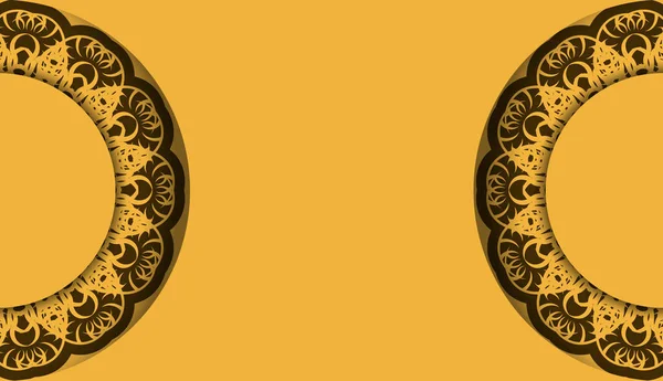 Metin Altında Tasarım Için Klasik Kahverengi Süslemeli Sarı Renkli Arkaplan — Stok Vektör