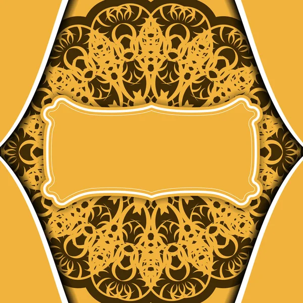 Желтый Фон Греческим Коричневым Орнаментом Оформления Текстом — стоковый вектор