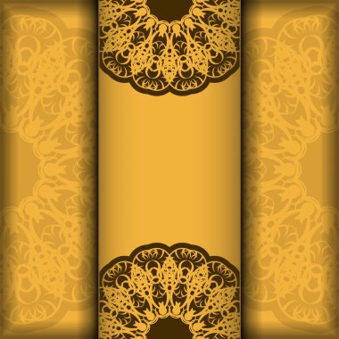 Sarı renkli Broşür ve Yunan kahverengi desenler basılmaya hazır.