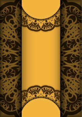 Hintli kahverengi desenli sarı broşür basılmaya hazır..