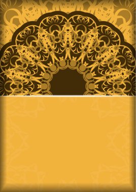 Sarı broşürlü tebrik broşürü ve markanız için Hint kahverengi süsü..