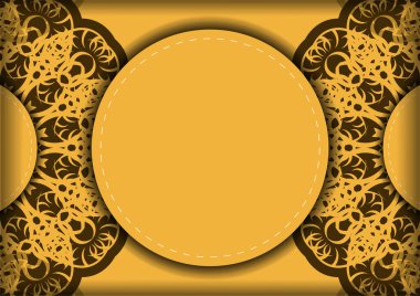 Sarı renkli karşılama broşürü, tipografi için hazırlanmış kahverengi desenli..