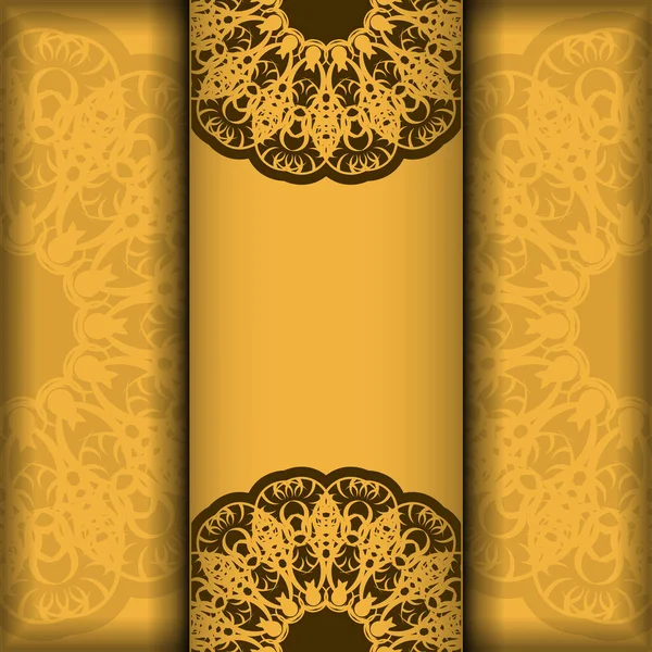 Brochure Salutation Couleur Jaune Avec Motif Brun Grec Est Prêt — Image vectorielle