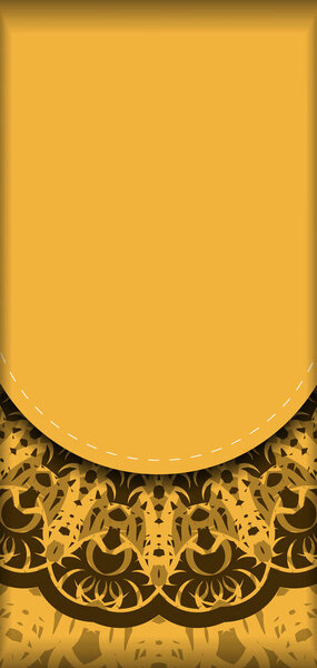 Greeting flyer in yellow with luxurious brown pattern for your brand.