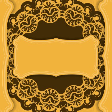 Logo tasarımı için soyut kahverengi desenli sarı arkaplan