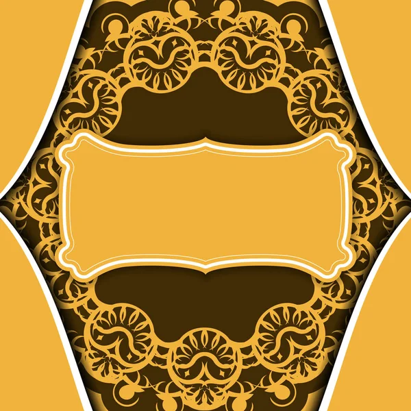 Logo tasarımı için klasik kahverengi desenli sarı arkaplan