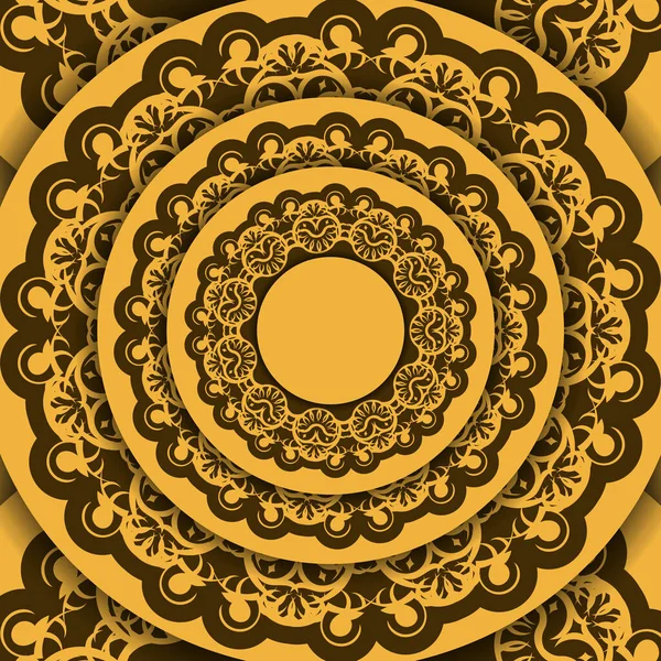 Żółte Tło Indyjskim Brązowym Wzorem Dla Projektu Logo — Wektor stockowy