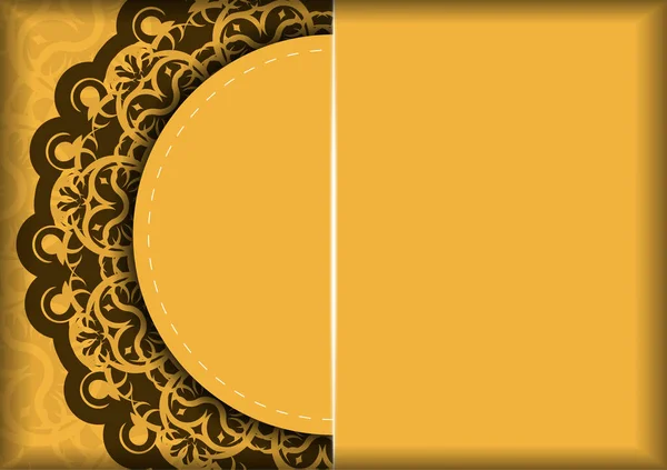 Συγχαρητήρια Φυλλάδιο Κίτρινο Ινδικό Καφέ Μοτίβο Για Συγχαρητήριά Σας — Διανυσματικό Αρχείο