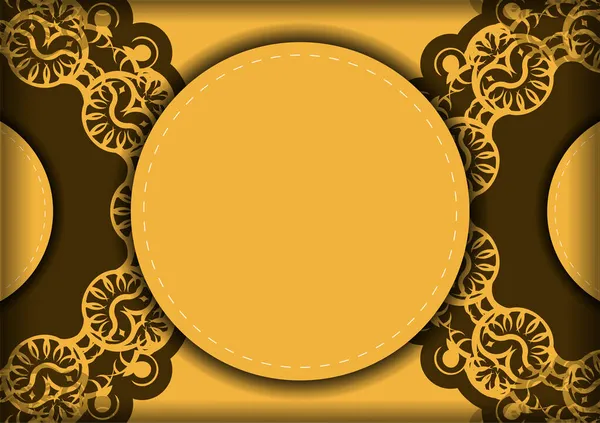 Ulotka Gratulacyjna Kolorze Żółtym Indyjskim Brązowym Zdobieniem Gratulujemy — Wektor stockowy
