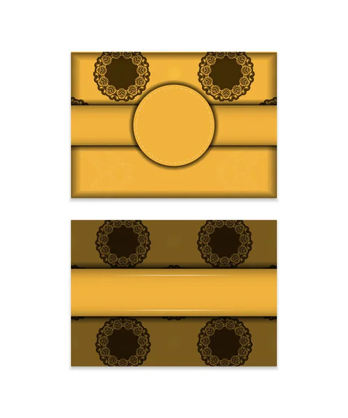 Modelo Cartão Postal Cor Amarela Com Ornamentos Castanhos Luxuosos Preparados — Vetor de Stock