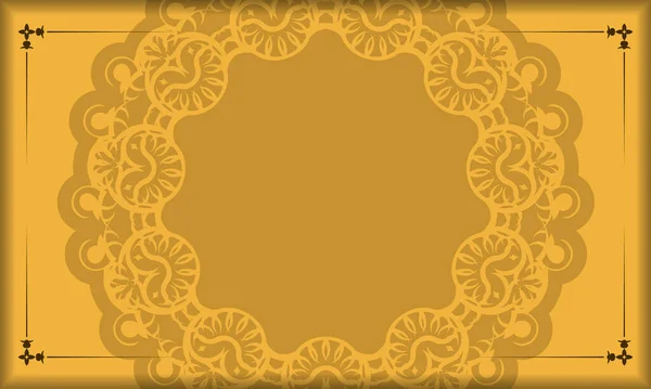 Фон Желтом Цвете Мандала Коричневый Орнамент Дизайна Логотипом — стоковый вектор